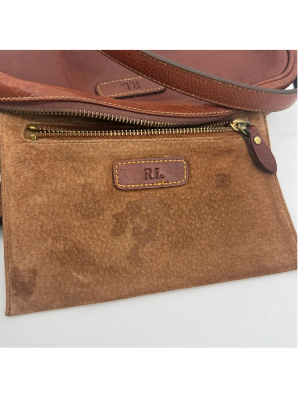 Vintage Archival Ralph Lauren Cognac Leather Crossbody Camera Bag Unisex